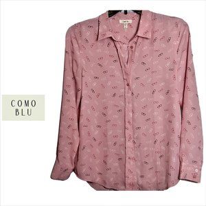 Button-up Blouse with Glasses Pattern by Como Blu